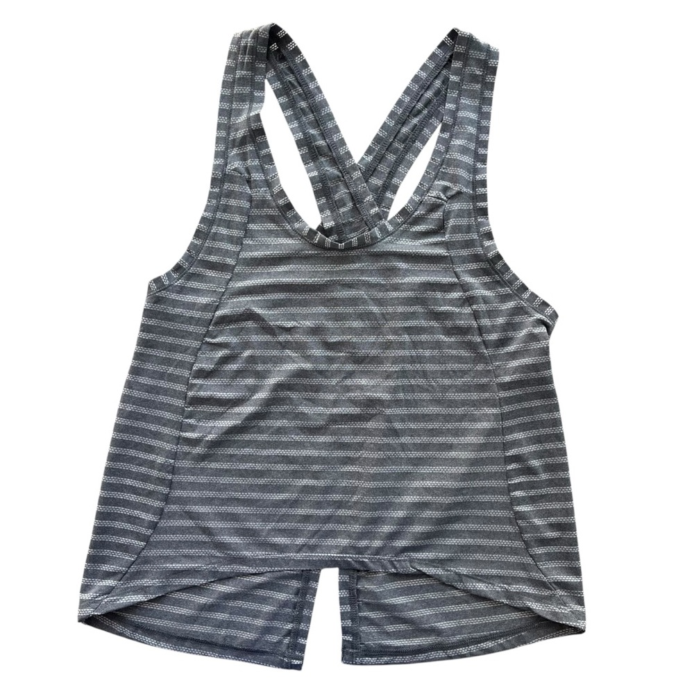 Zyia Active Women’s Med Silver Gray Nimbus Split Back Athletic Tank Top Tie Back